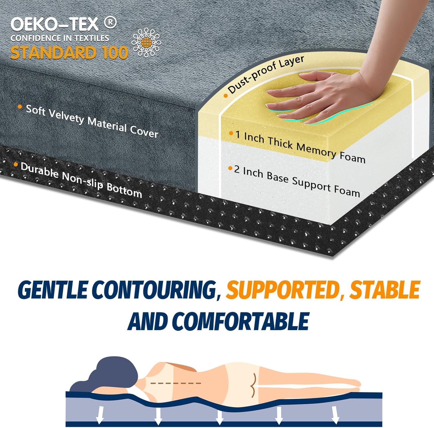 CYMULA Memory Foam Camping Mattress Pad, CertiPUR-US Sleeping Mat, Portable Roll Up Mattress for Adults, Camping Bed Pads for Sleepover, Car Bed with
