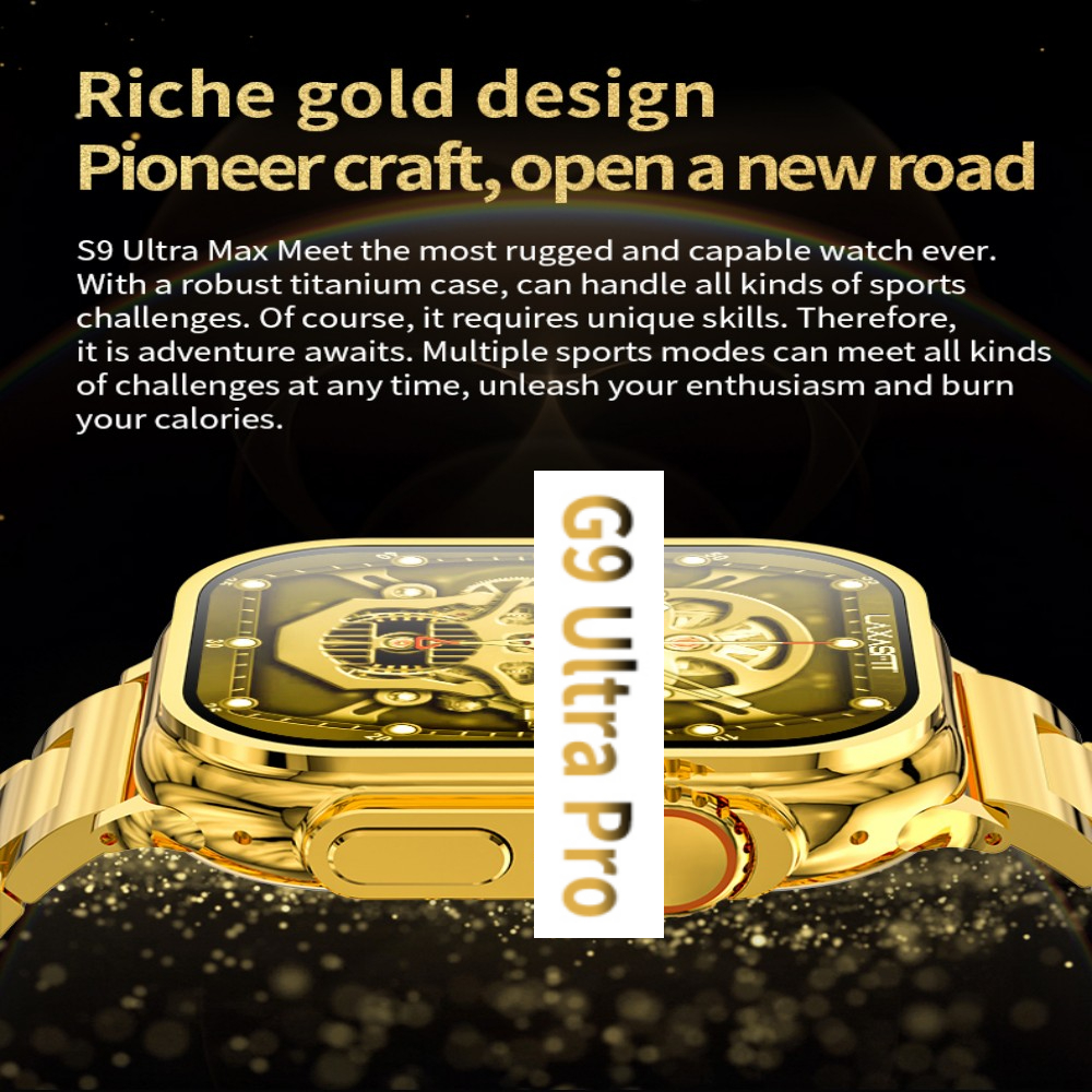 Smart Watch G9 Ultra Pro Gold Ultra Series 8 9 NFC Bluetooth Call Men 24K Gold Smartwatch Wireless Charging for Apple iPhone