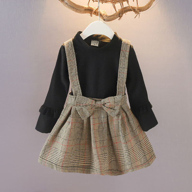 New Girls Dress Autumn Winter Cute Bow Long Sleeve Princess Dress for Girl Kids Party Dress 2 6 7 Years Kids Clothing Christmas