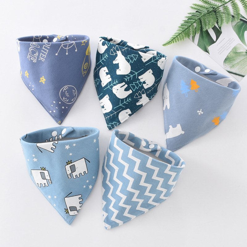 Baby Saliva Towel Baby Triangle Bandana Pure Cotton Double Snap Button Waterproof Newborn Bib Pocket Children Scarf