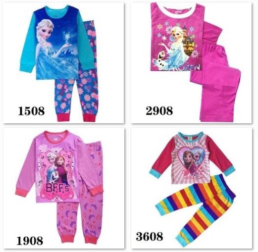 2pcs/set Cartoon Frozen Shirt Pant Set Baby Kid Girls Pajamas Set Nightwear Gift
