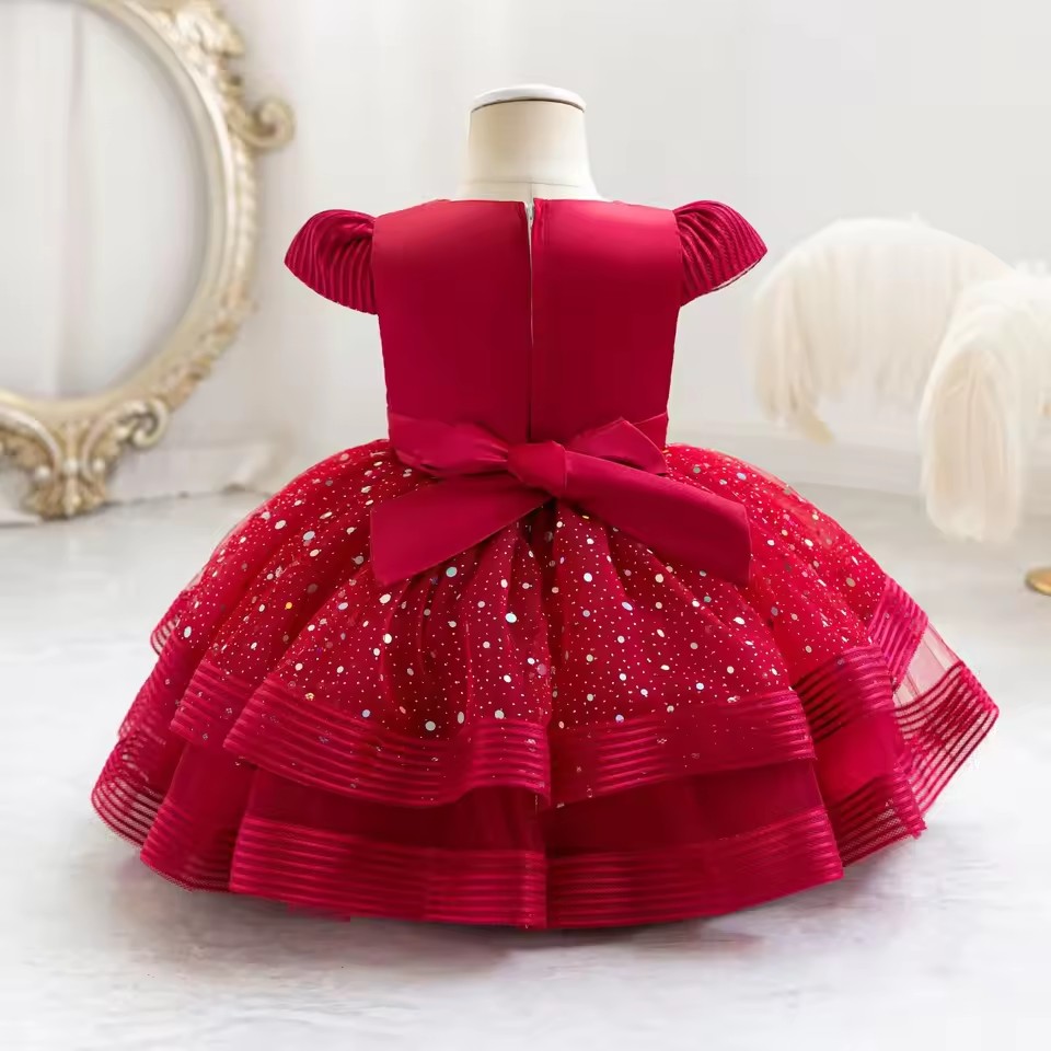 Sparkling Baby Girls Princess Dress Striped Summer Christmas Wedding Ball Gown for Birthday Party Costume 6M-4 Years