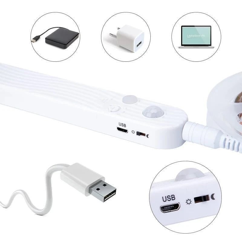LED human body sensing light with DC battery box waterproof soft light strip 5V 3m human body sensing light strip