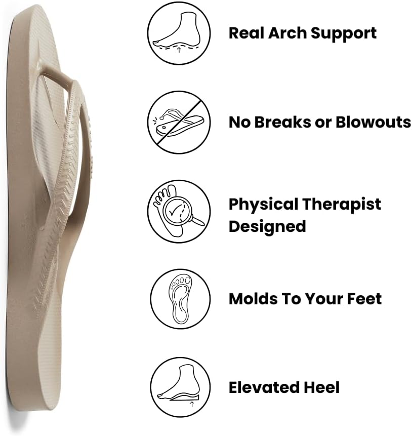 Archies Arch Support Flip Flops for Men & Women – Orthotic Sandals for Plantar Fasciitis Relief – Lightweight, Cushioning, Shock-Absorbing Thong Sanda