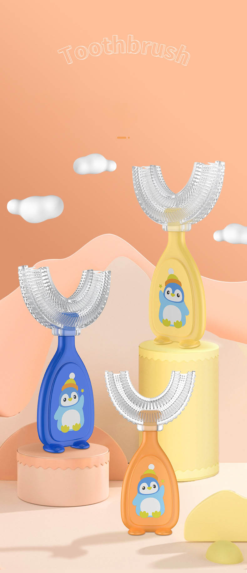 Baby toothbrush children's teeth oral care cleaning brush soft Silicone teethers baby toothbrush new born baby items 2-12Y