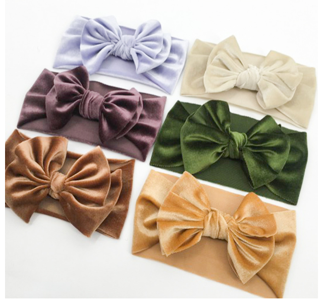 New children's hair accessories golden velvet hair belt double bow Baby Headband baby hair hoop