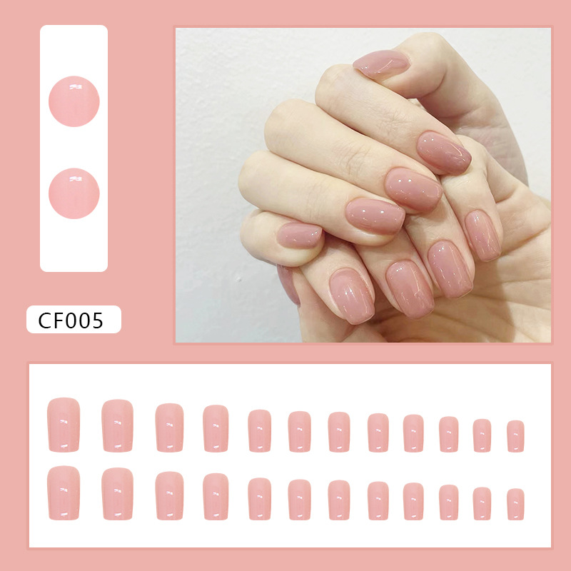 24pcs Detachable Square head False Nails Wearable Simple Color Fake Nails Full Cover Nail Tips With double-sided adhesive tape