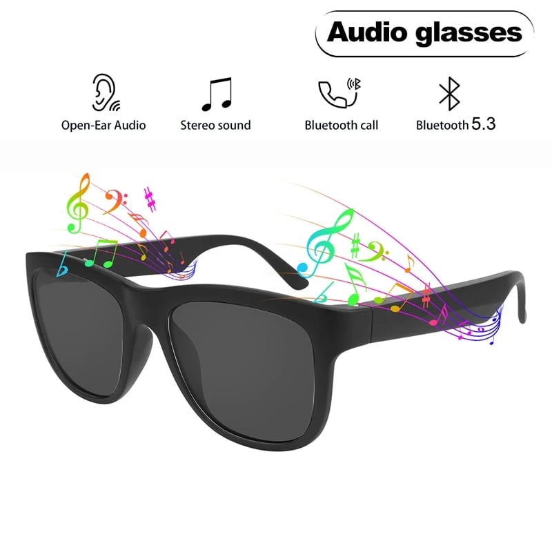 Smart Glasses Wireless Bluetooth Sunglasses Built-in Microphone Speakers Touch & Voice Assistant Compatible Glass for Men Women