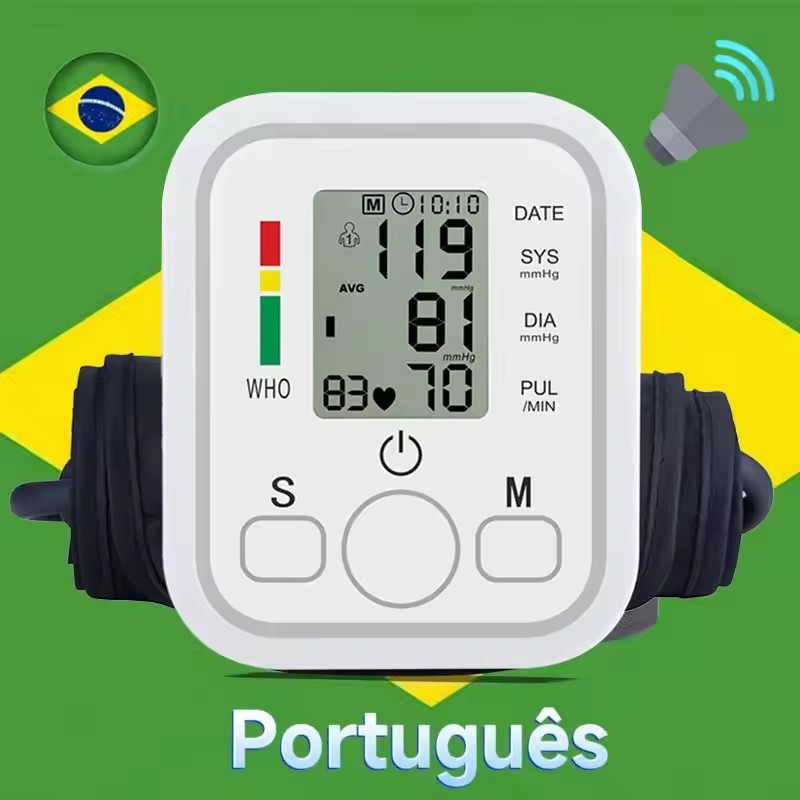 French Voice Digital Arm Blood Pressure Meter Medical Pressure Tonometer Tensiometer Baumanometer Pulse Sphygmomanometer