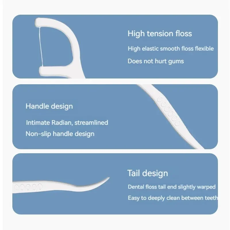 50pcs/box Polymer Floss Stick High Tensile Floss Oral Care Floss Stick Disposable Toothpick Dental Supplies Ultra-fine Floss