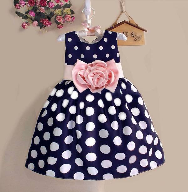 Children's clothing Baby Kids Girls Princess Party Wedding Polka Dot Flower Gown Fancy Dress 2-7Y