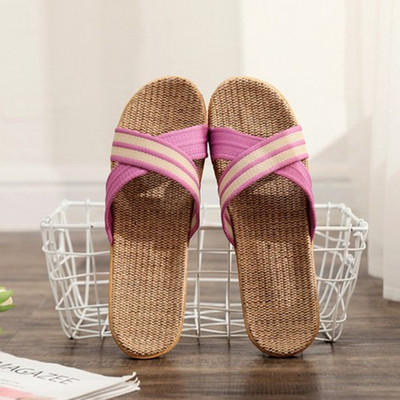 new couple men and women linen slippers spring and summer indoor breathable women's cool sandals