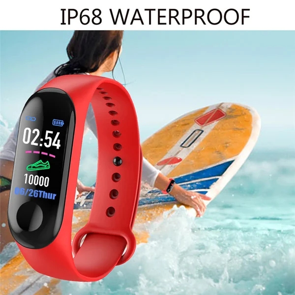 M3Plus Men's and Women's Smart Watch Sports Fitness Watch Color Screen Waterproof Blood Pressure Monitor Heart Rate Waterproof S