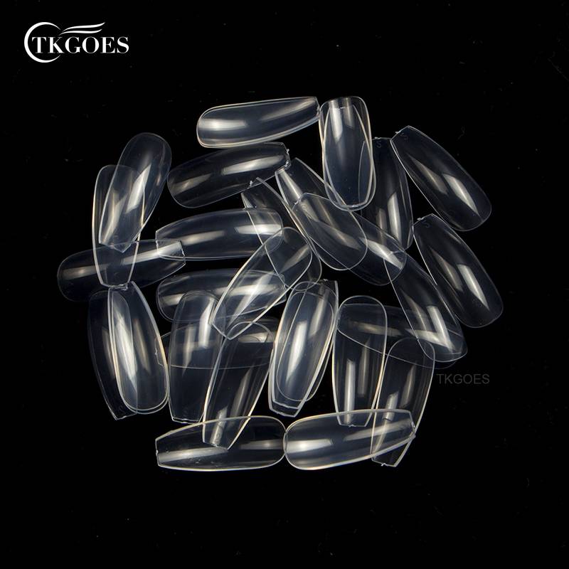 500pcs/Bag Ballerina Nail Art Tips Transparent/Natural False Coffin Nails Art Tips Flat Shape Full Cover Manicure Fake Nail Tips