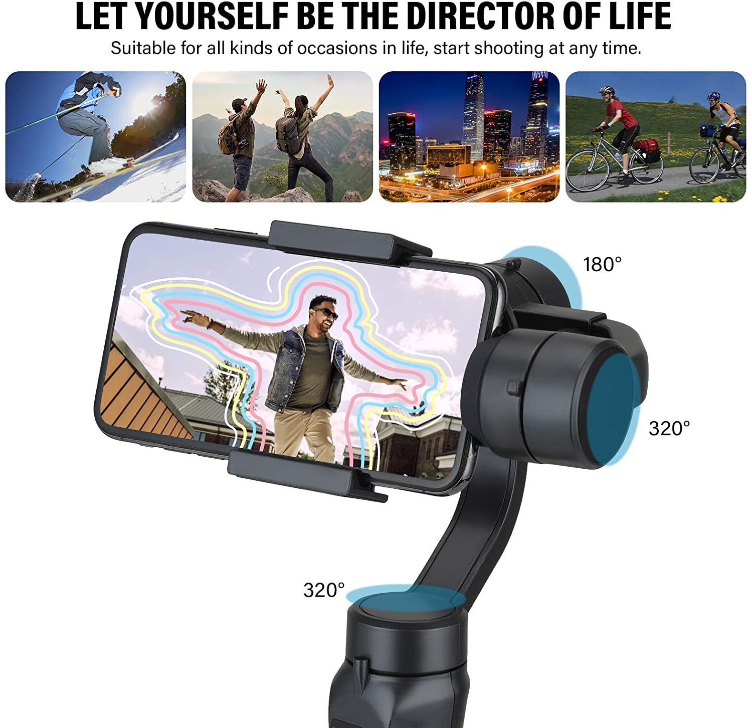 F6 3-Axis gimbal Handheld Stabilizer Cellphone Video Record Smartphone Gimbal For GoPro Action Camera Phone Vlog TikTok Live
