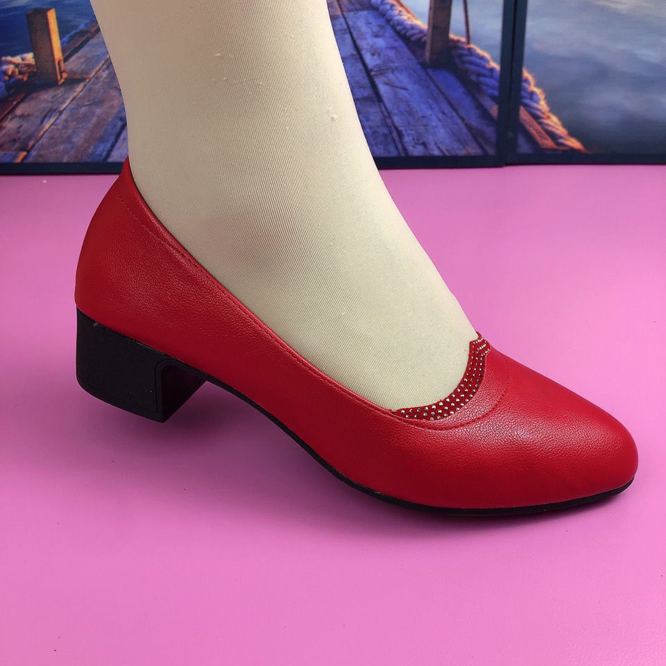 Women Cute Round Toe Spring Slip On High Heel Shoes Lady Classic Comfort European Stylish Office Career Pumps