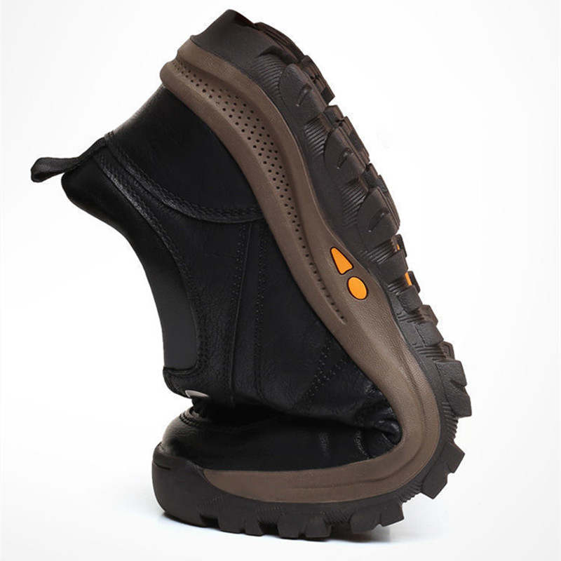 Leather shoes thick warm cotton shoes soft bottom non-slip waterproof leisure snow boots hiking shoes