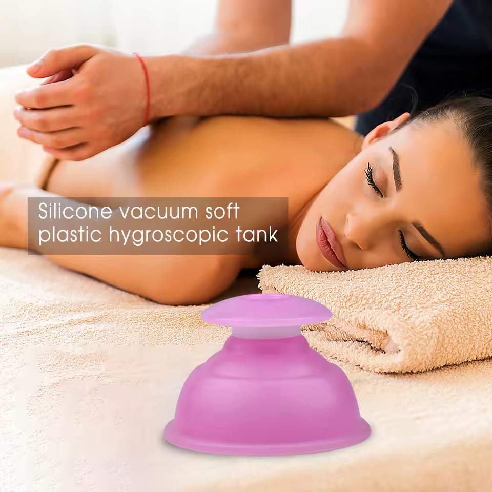 6pcs Round Silicone Cupping Vacuum Suction Chinese Massage Therapy Anti Cellulite Vacuum Cupping Cup Full Body Cupping Massage