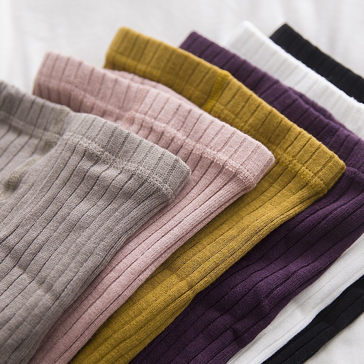 Korean vertical bar 9-point pants spring and autumn double needle candy color baby children's Leggings Capris