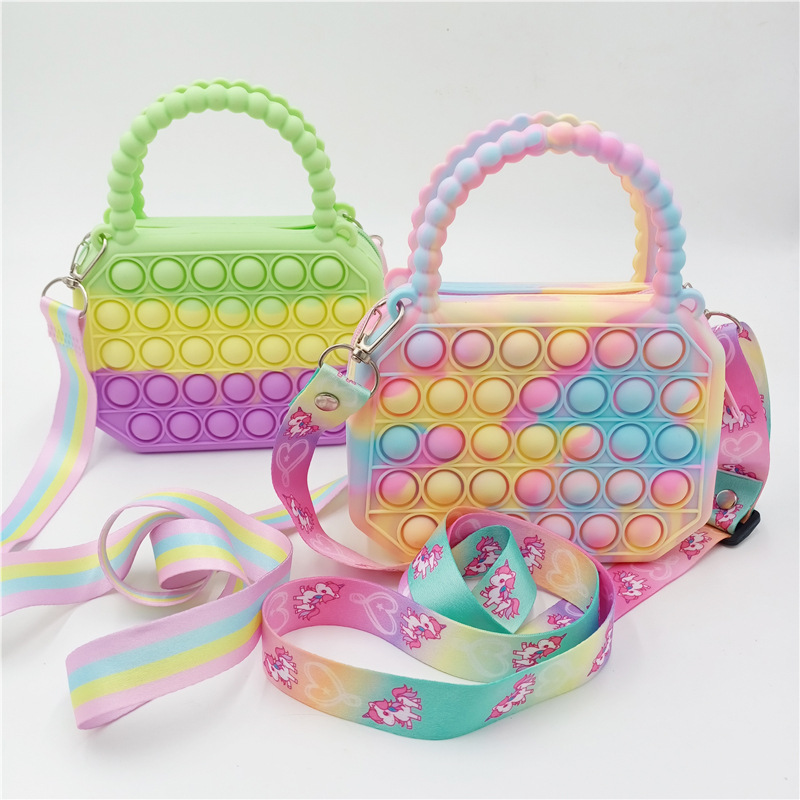 Fidget Toys Silicone Push Bubble Crossbody Bag Sensory Reliver Stress Autism Adults Kids Handbag Coin Pouch Purse Gifts