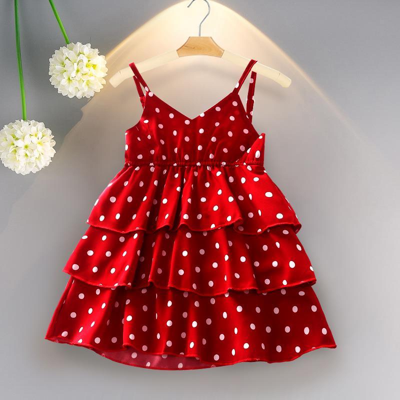 Children's clothing girls dress autumn and winter new western style polka dot sleeveless princess dress &