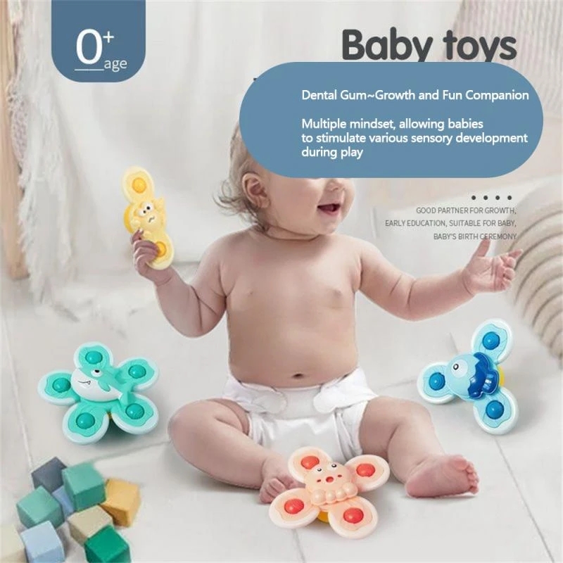Baby Bath Toy Suction Cup Spinner Toy Boys Girls Funny Bathing Sucker Spinner Suction Cup Cartoon Rattles Fidget Educational Toy