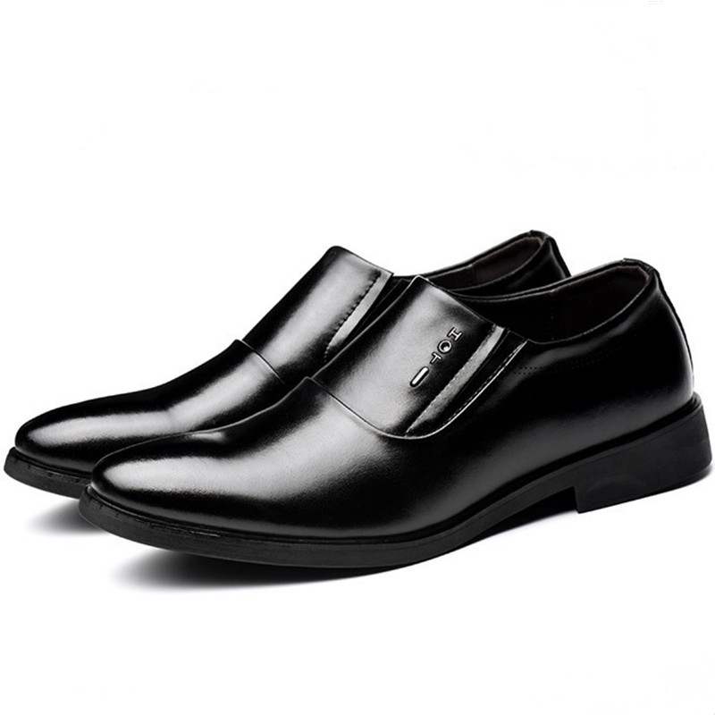 Mens PU Leather Dress Shoes Formal Business Loafers Pointed Toe Wedding Shoes