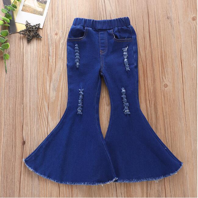 Girls' cowboy horn new black hole pants tight cowboy elastic children's pants