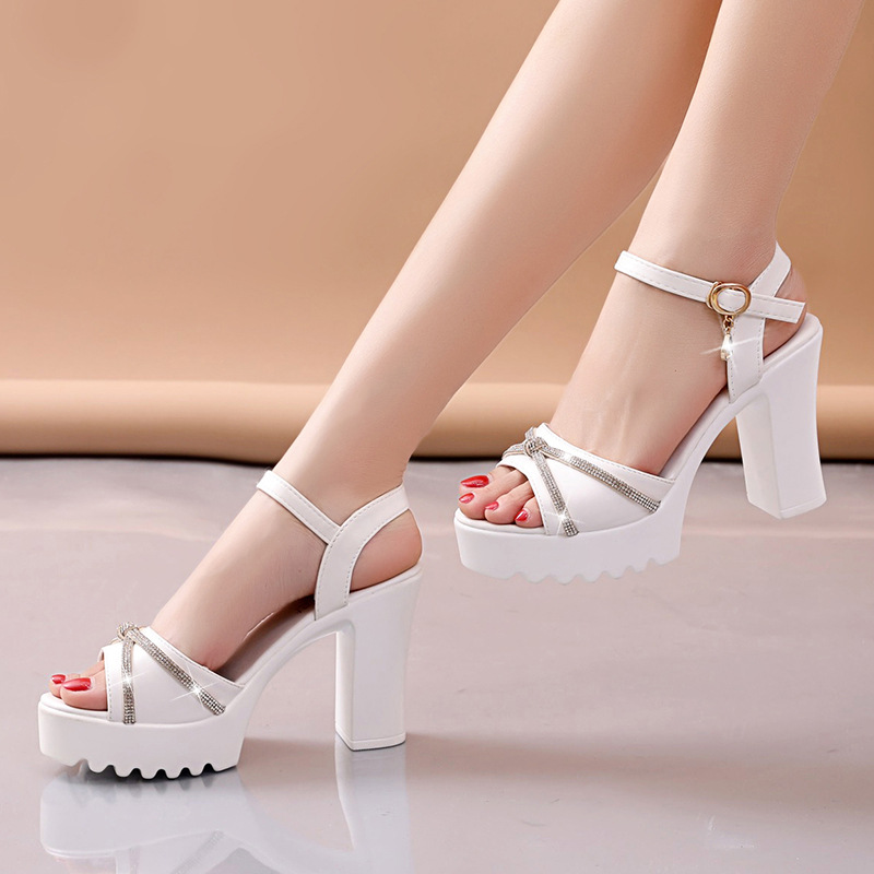 New High-heeled Sandals Summer for Women Soft Leather Comfortable Heightening Women's Shoes Party Femmes Sandales
