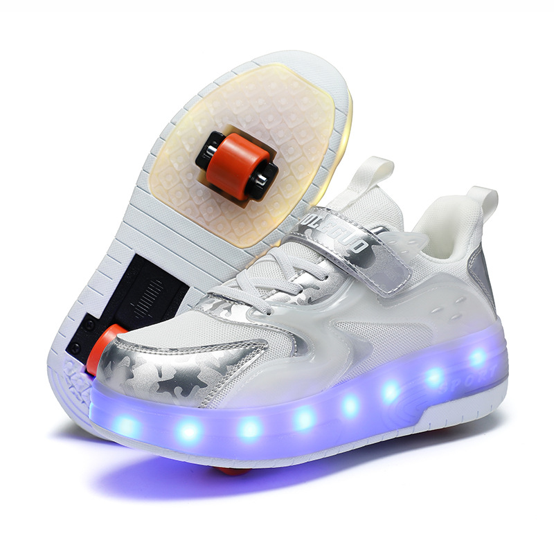 Hiking shoes, four-wheel automatic roller skates, roller shoes with shoelaces and wheels, student roller skates