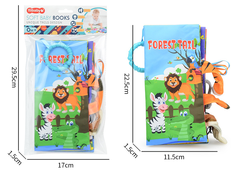 Baby 3D Cloth Book 0-3 Year Old Infant and Child Toys Can't Tear apart Early Education Jungle Animal Tail Cloth Book