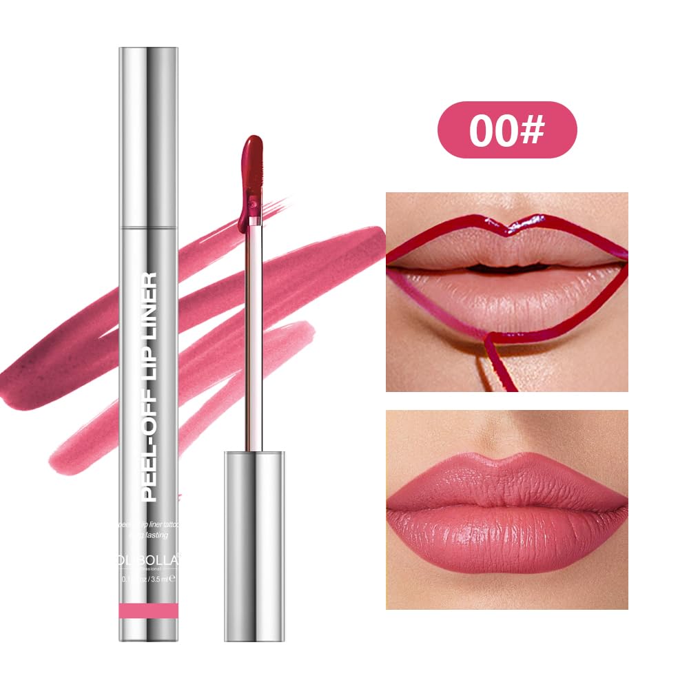 BANGFENG 4Pcs Peel Off Lip Liner Stain Set - Long-Lasting, Smudge-Proof, Waterproof Nude Matte Lip Tint, Non-Fading Peel Off Lip Color, Effortless Pre