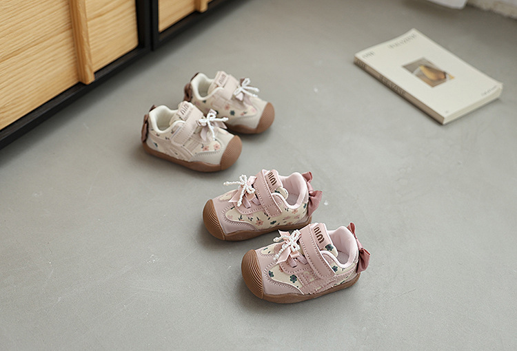 Baby Casual Shoes Soft Sole Princess Style for Girls Fashion Shoes Sweet Back Bows Autumn New Kids Walking Shoes