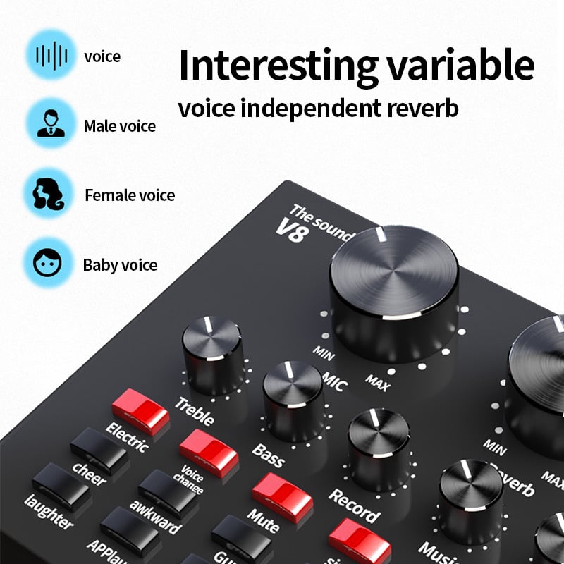 Audio Interface V8 Usb Sound Card Audio Microphone Webcast Live Sound Card External Usb Bluetooth Function For Phone PC Dropship