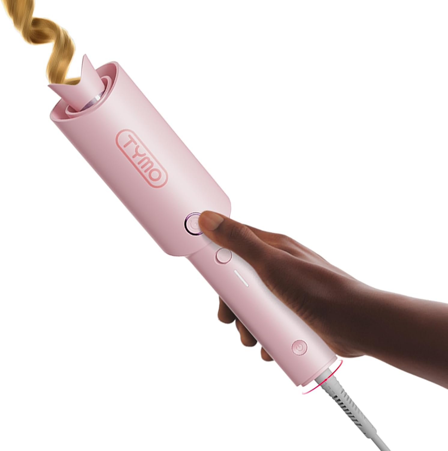 TYMO Automatic Rotating Curling Iron - TYMO CURLPRO Beach Waves Curling Wand, Portable Hair Curler, 500 Million Ionic, Dual Voltage & Lightweight for