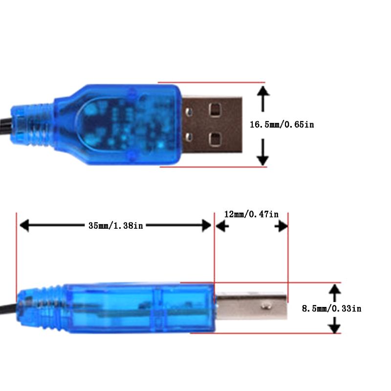 1Pc 3.7V 400mA NiMh/NiCd Battery USB Charger Packs SM 2P Forward Plug Electric Toy USB Charging Cable Black