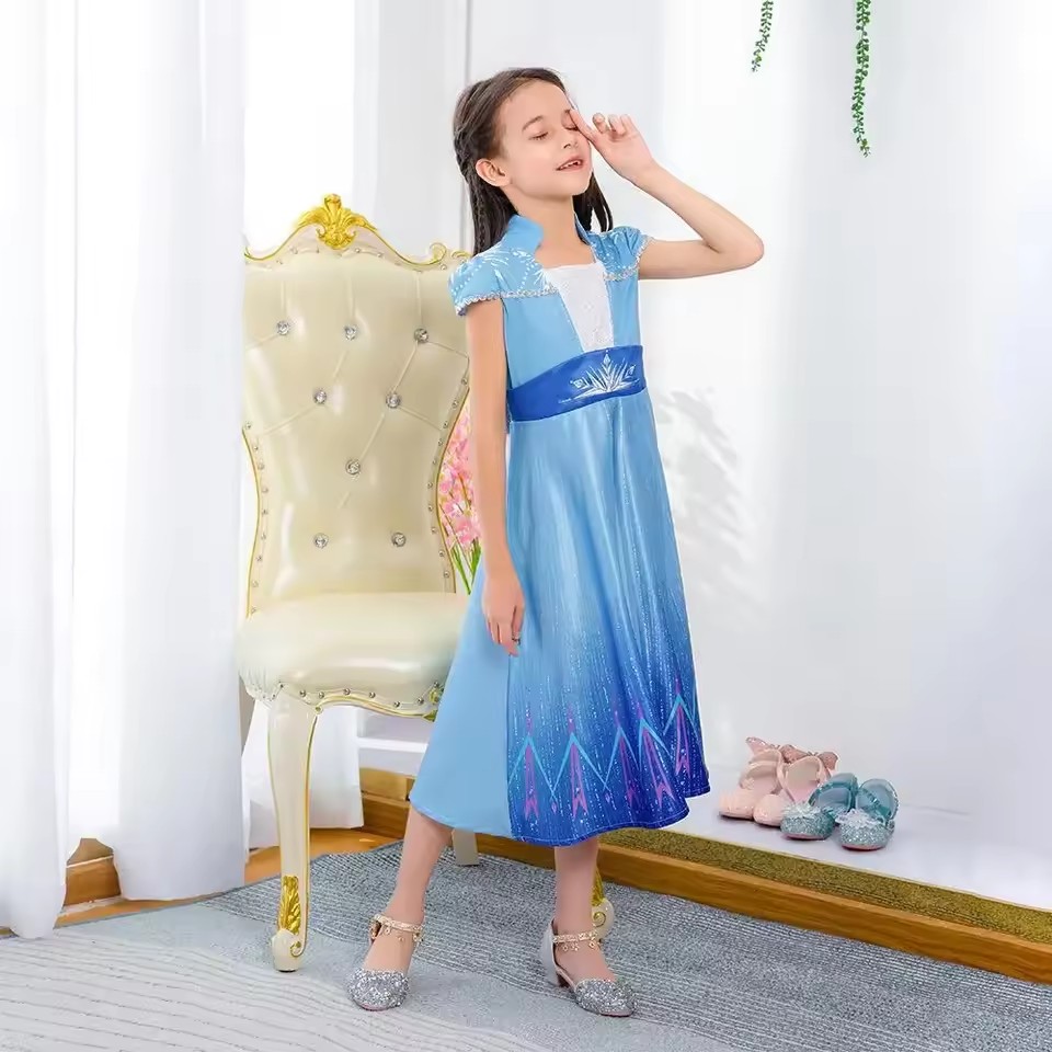 Disney Frozen Elsa Princess Girls Dress Snow Queen Disney Costume Carnival Party Halloween Kids Clothes Birthday Party Dress