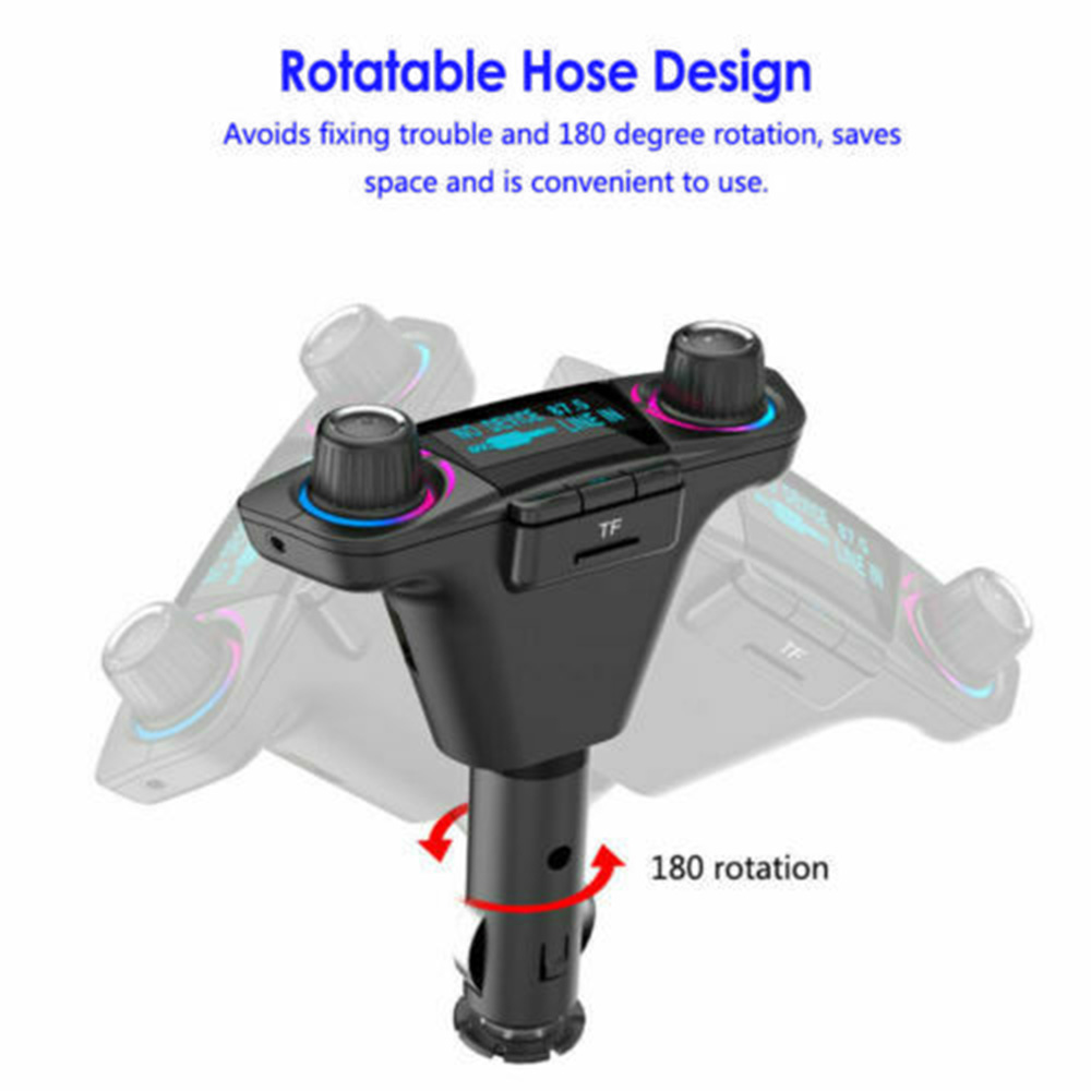 Car Bluetooth Call Voice Broadcast Wireless Music Player 12V-24V FM Transmitter Dual USB Charging Bluetooth AUX U-Disk TF Card