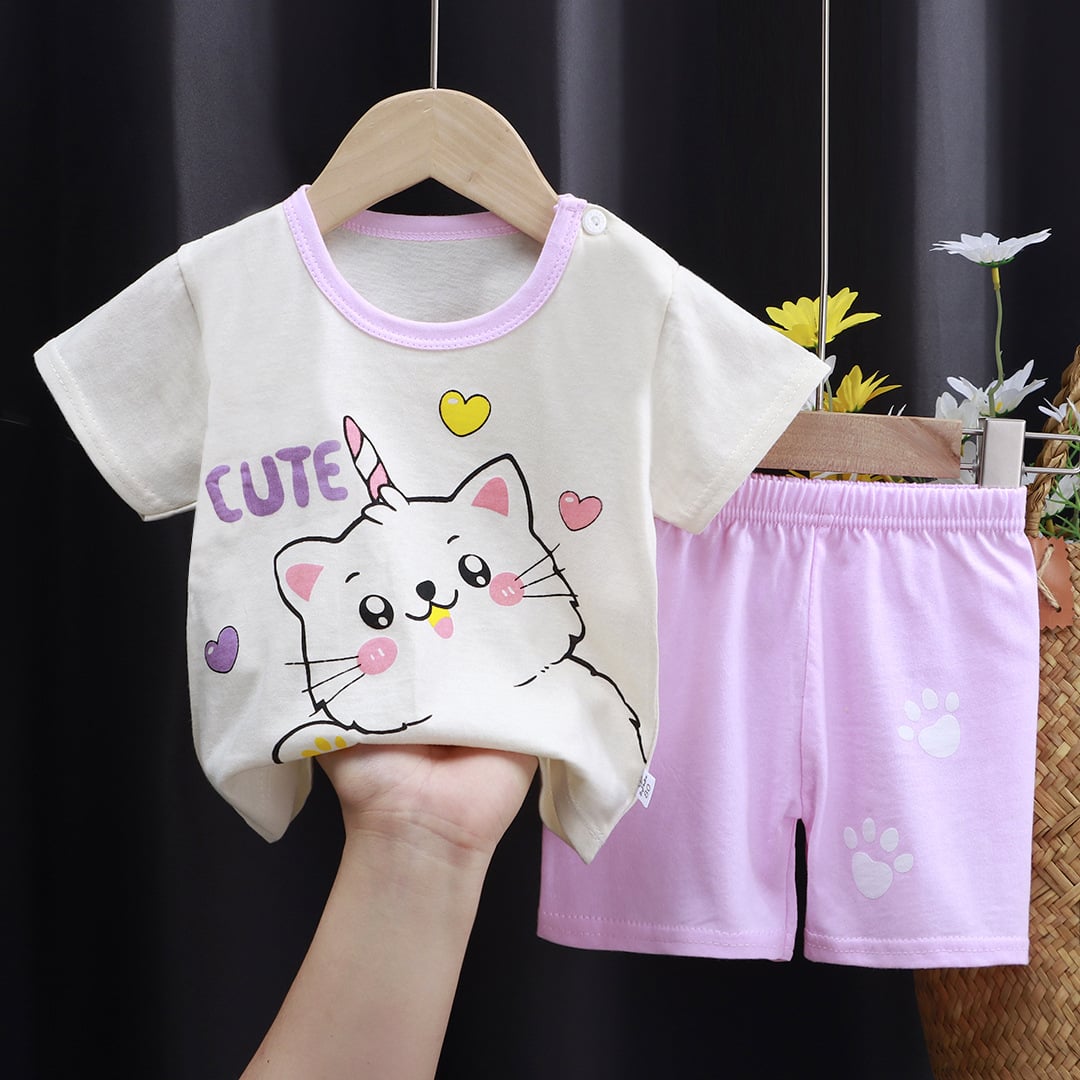 New summer children's two pieces sets boys short-sleeved baby pants beard pattern kids clothing cotton suit