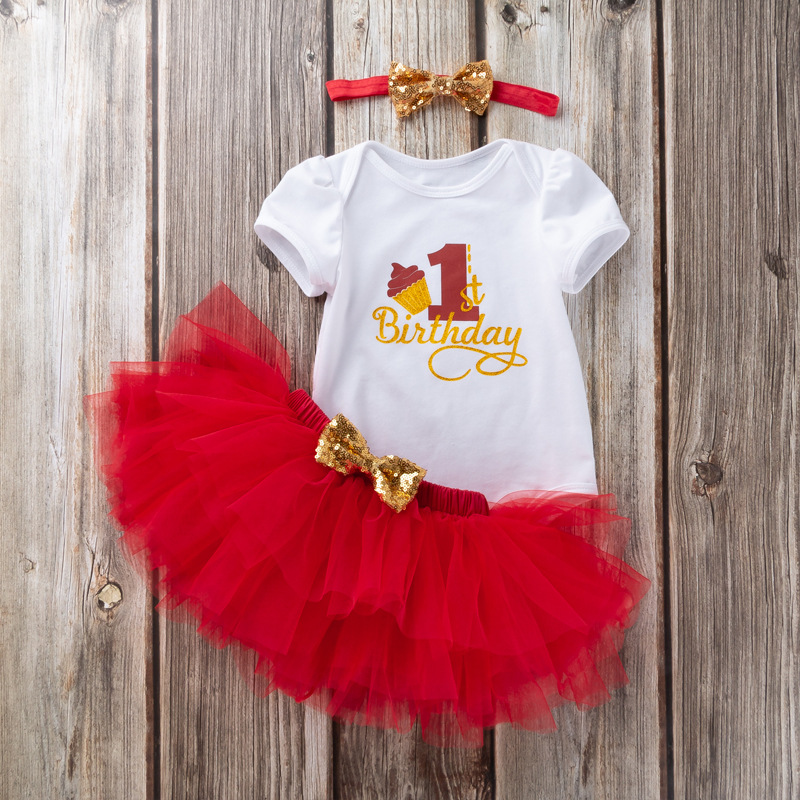 Baby suit girl baby birthday clothes romper princess skirt children's clothing one-year-old holiday clothes