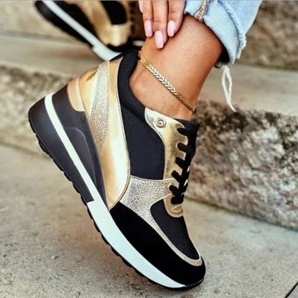 Women's Lace-up Running Wedge Sneakers Platform Vulcanized Shoes Casual Comfortable Outdoor Shoes