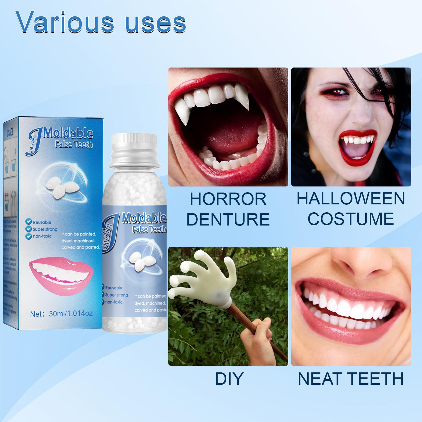Resin Denture Adhesive Tooth Gap Repair Falseteeth Temporary Solid Glue Granules Moldable Tooth Care Halloween Oral Hygiene