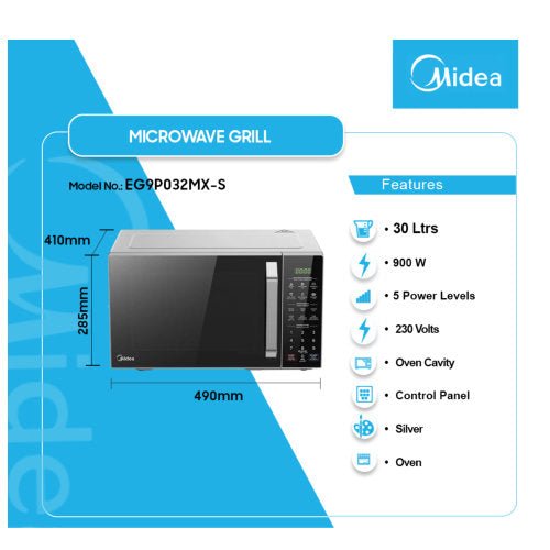 MIDEA 30L EG9P032MX-S GRILL MICROWAVE WITH OVEN