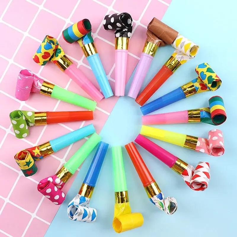 10PCS Colorful Whistles Toy Funny Toy Children Blowing Dragon Whistle Blow Roll Toys Baby Party Games Birthday Gifts Toddler Toy