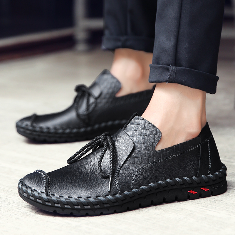 Cross border Spring and Autumn New Men's Casual Low Help Footwear British Fashion Leather Shoes Outdoor Fashion Men's Shoes Larg
