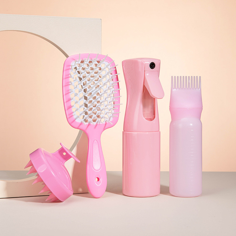 4pcs popular spray bottle silicone shampoo brush shampoo comb dye hair bottle special scalp massage comb set