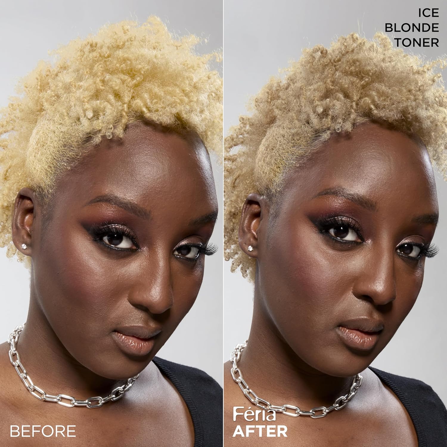 L’Oreal Paris Feria Long-Lasting Anti Brass Power Hair Toner, Ammonia Free Demi Permanent Hair Color, Ice Blonde Hair Toner, 1 Application