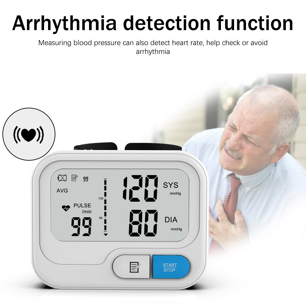 Automatic Digital Wrist Blood Pressure Monitor Sphygmomanometer Tonometer Tensiometer Heart Rate Pulse Meter BP Monitor