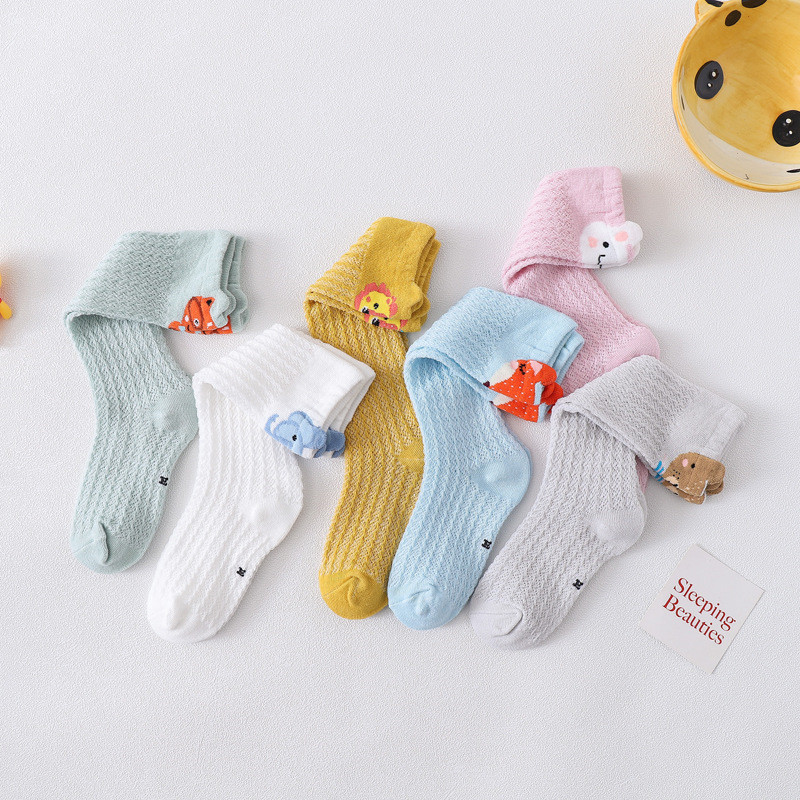 Baby Mosquito Socks Summer Thin Baby Breathable Mesh Socks Cartoon Ear Knee Children Socks