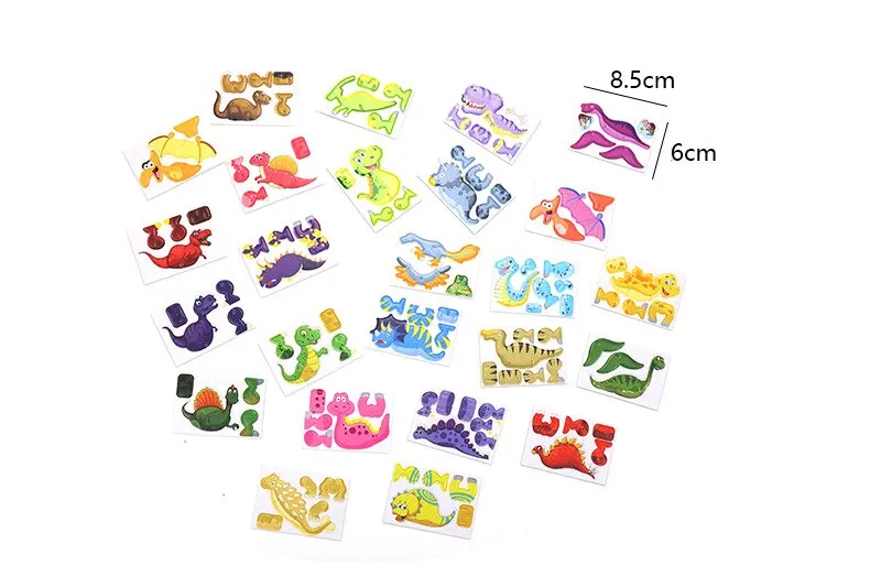 40Pcs Children Paper Dinosaur 3D Puzzle DIY Cute Cartoon Dinosaur Modeling Animal Model Toy